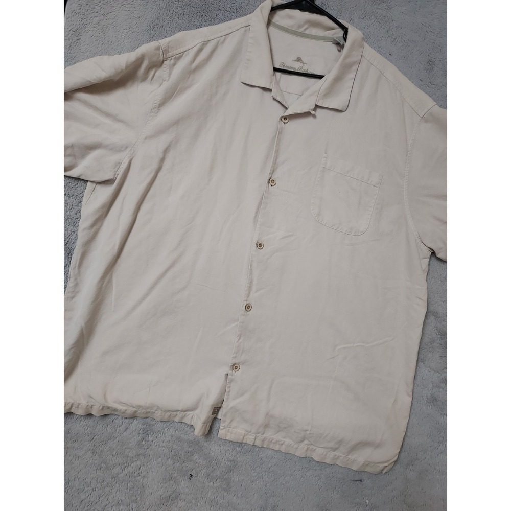 Tommy Bahama Shirt Men XXXL Short Sleeve Silk Button Up Loop Collar Hawaiian 3XL